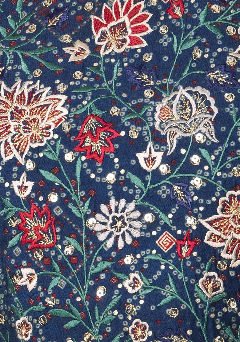 INDYA Navy Blue Ajrakh Print Sharara with Kurta INDYA