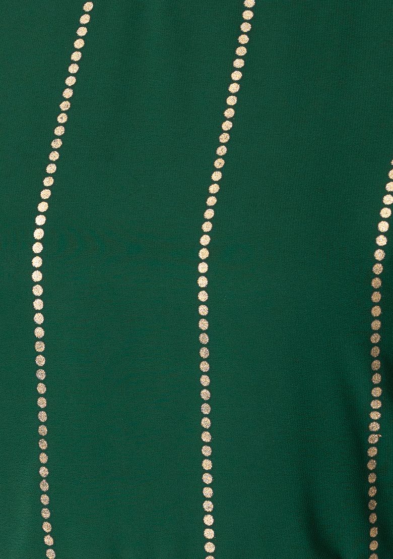 Green Sharara and Foil Print Peplum Top (Without Belt) INDYA