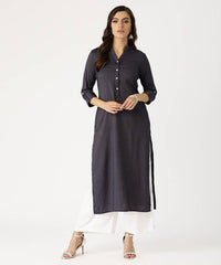 LIBAS Women Striped Cotton Rayon Straight Kurta in Blue, modern striped print blended with a straight-fit silhouette.