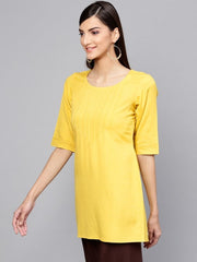 Yellow Round Neck Solid Tunic GERUA BY LIBAS