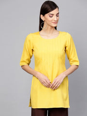 Yellow Round Neck Solid Tunic GERUA BY LIBAS