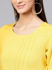 Yellow Round Neck Solid Tunic GERUA BY LIBAS