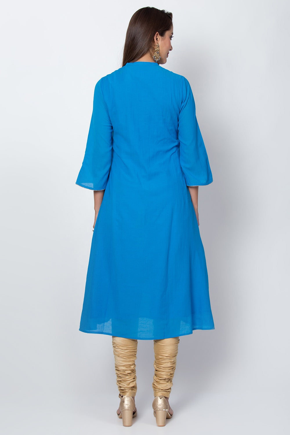 Blue Solid A-Line Kurta Biba