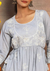INDYA Grey Embroidered Cotton Kurta and Pants INDYA