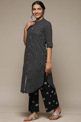 Black Cotton Striped Kurta Biba