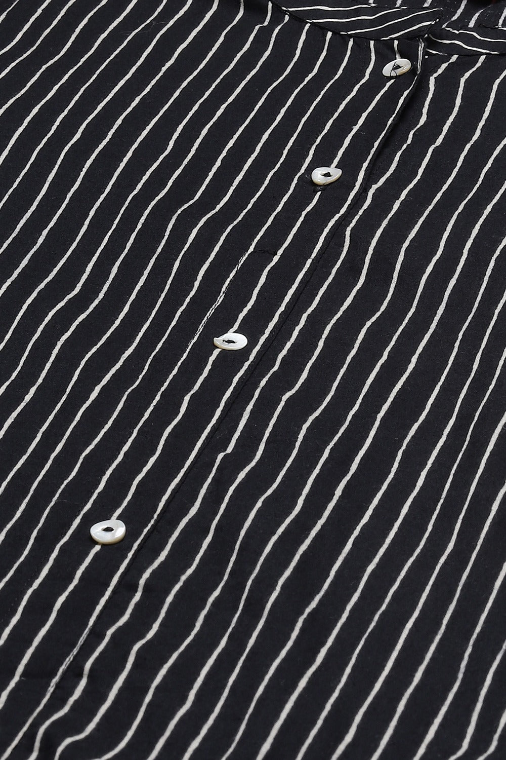 Black Cotton Striped Kurta Biba