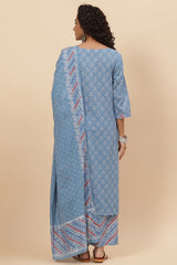 Blue Cotton Woven Kurta BIBA