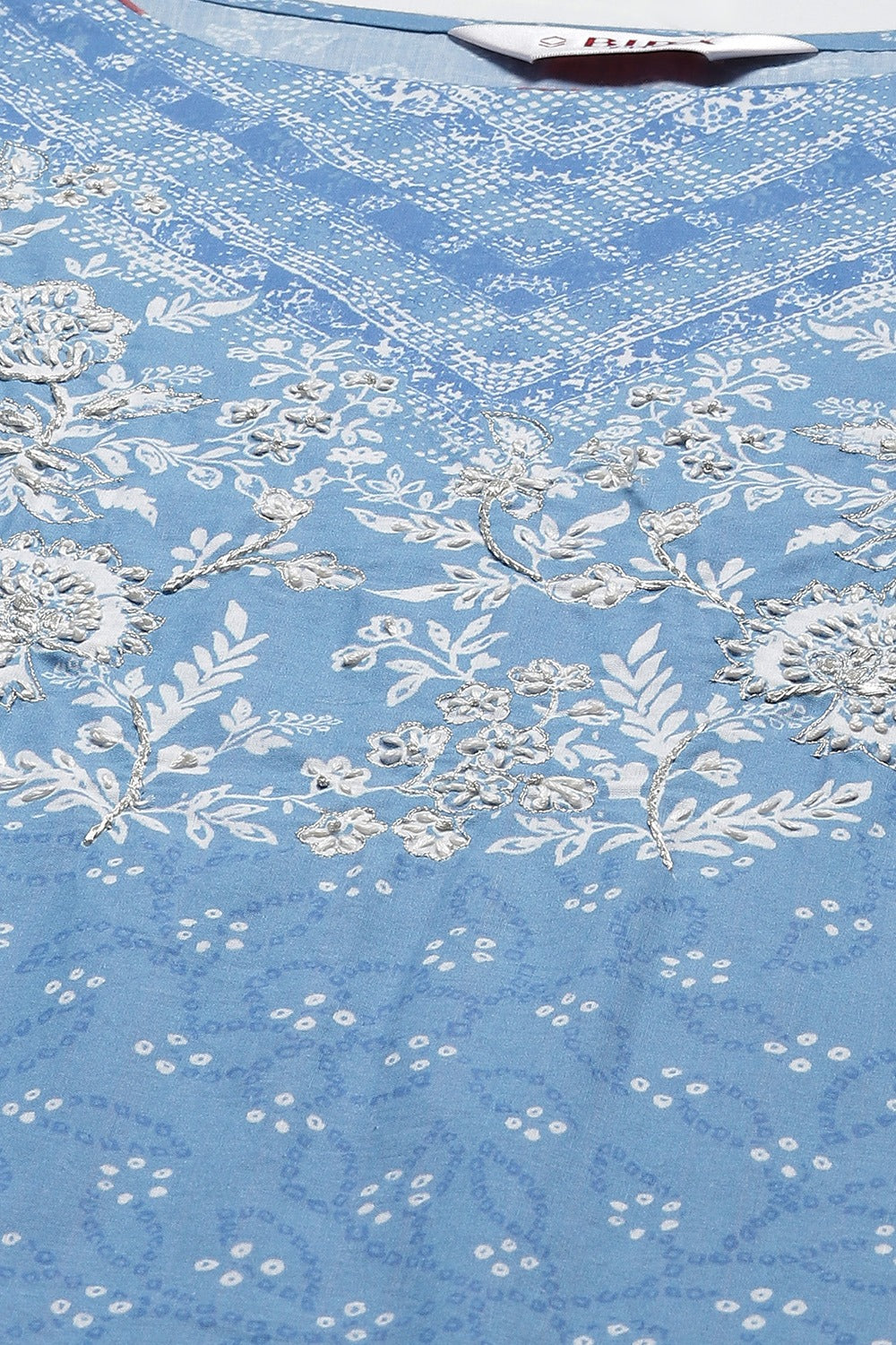 Blue Cotton Woven Kurta BIBA