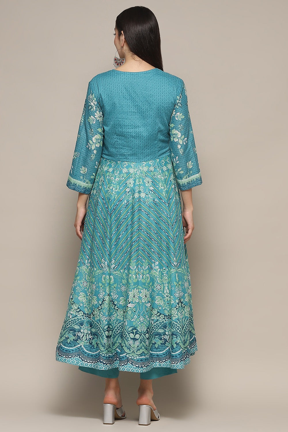 Indigo Cotton Anarkali Suit Set BIBA