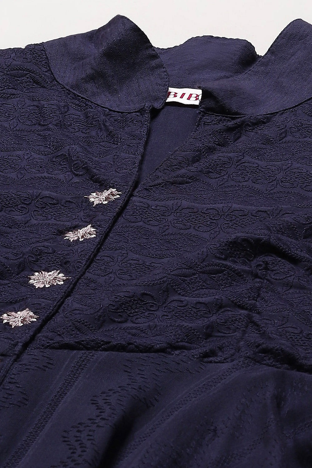 Navy Cotton Anarkali Kurta Churidar Suit Set BIBA
