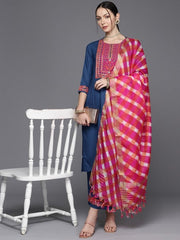Blue Rayon Straight Kurta (No Palazzo and No Dupatta) BIBA