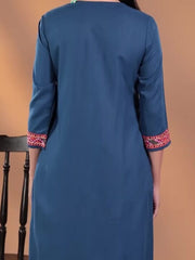 Blue Rayon Straight Kurta (No Palazzo and No Dupatta) BIBA