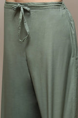 Sage Green Cotton Anarkali Suit Set BIBA
