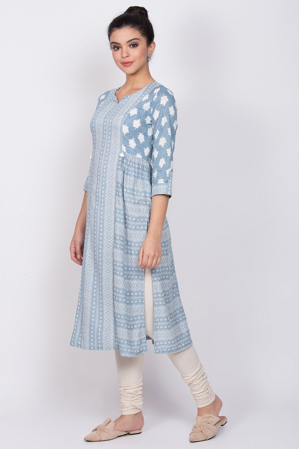 RANGRITI Grey Viscose Straight Kurta