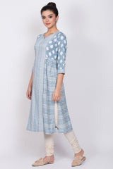 RANGRITI Grey Viscose Straight Kurta