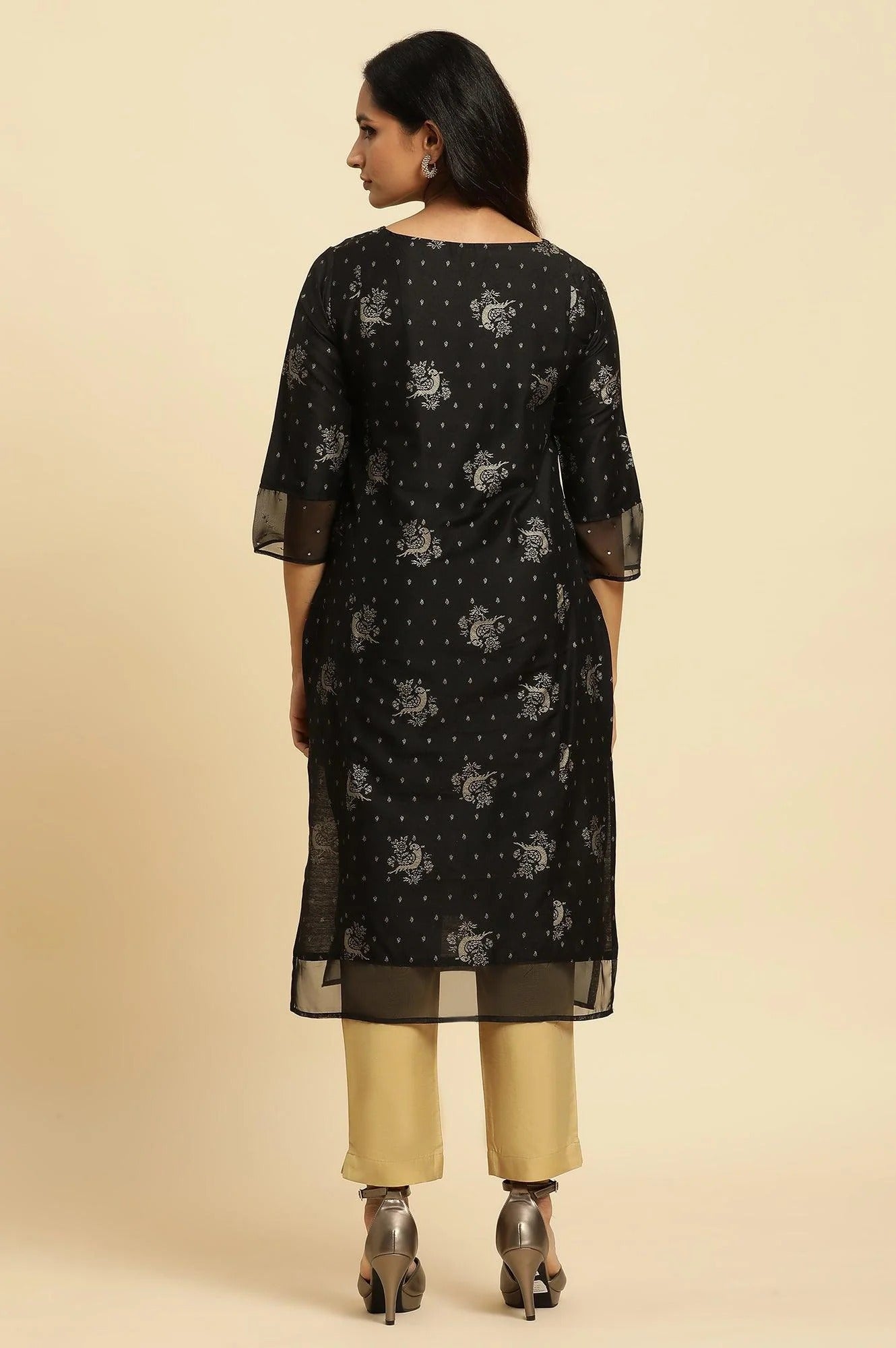 Woman Black Zari Embroidered Festive Kurta W for Woman