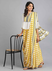 Woman Yellow &amp; White Printed Gypsuit W for Woman