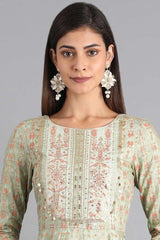Woman Green Printed Anarkali Dress W for Woman