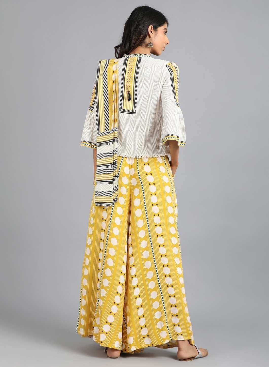 Woman Yellow &amp; White Printed Gypsuit W for Woman