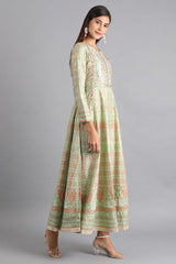 Woman Green Printed Anarkali Dress W for Woman