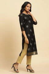 Woman Black Zari Embroidered Festive Kurta W for Woman