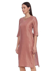 Woman Powder Pink Embroidered Cotton Kurta W for Woman
