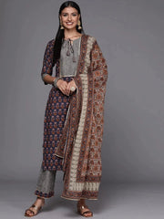 LIBAS Violet Yoke Design Cotton Straight Kurta - Size M
