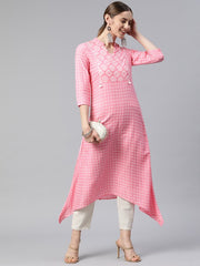 RANGRITI Pink Ethnic Motifs Printed Kurta – Size 32