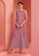 INDYA PINK L Kurti - Pink Foil Draped Kurta without Belt