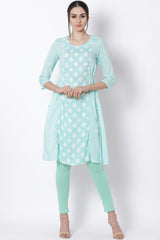 RANGRITI Green Viscose A-Line Kurta - Elegant Women's Ethnic Wear - Size 36